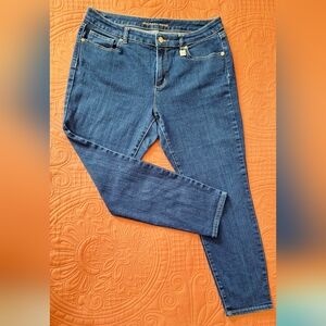 Michael Kors Selma Skinny Jeans 12P Dark Wash Denim Gold Hardware Petite